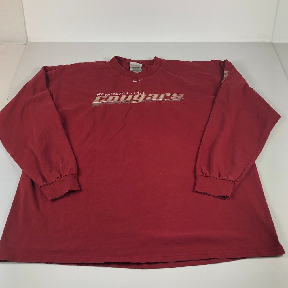 VTG NIKE Washington State Cougars Shirt Adult Extra Large Red Thrashed Faded Tee
